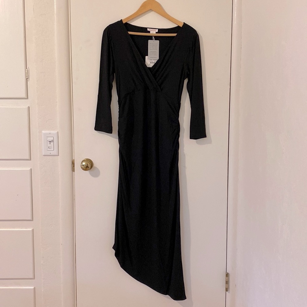 Maternity/Nursing Asymmetrical Dress with 3/4 sleeves